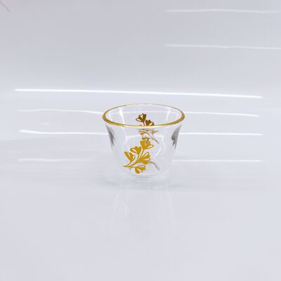 comprare Set di tazze da tè in vetro astratto moderno con bordo dorato – Set da 6 tazze Cawa perfette per ristoranti, hotel, caffè e attività di catering fabbricazione online