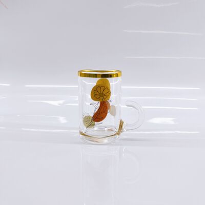 kaufen 6 Stück Set Transparente 90ml Glasbecher Bleifreie Kristallteebecher mit Goldrand Online-Herstellung