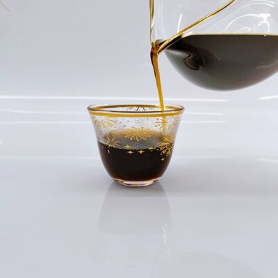 購入 6つのプレミアム65ml クリアグラスカワカップのセット コーヒーサービスのための黄金の花火彫刻 オンライン製造