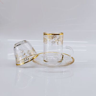 comprar Aumenta tu tiempo de té: 36 tazas de vidrio de lujo con fuegos artificiales de oro detalles para reuniones sofisticadas Fabricación en línea