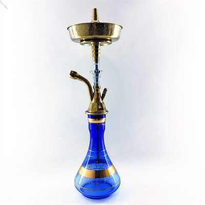 kopen Moderne zinklegering hookah glasfles met een prachtig gouden patroon online vervaardiging