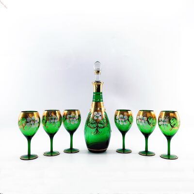 comprare Caraffa e Bicchieri in Vetro per Alimenti Dipinti a Mano Colore Personalizzato fabbricazione online