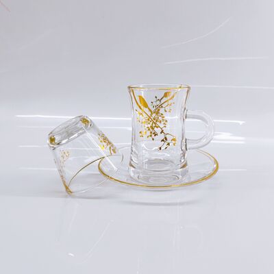 kopen Elegante glazen mokkasets met klassieke styling, geschikt voor het serveren van warme en koude dranken in huizen en professionele ruimtes online vervaardiging