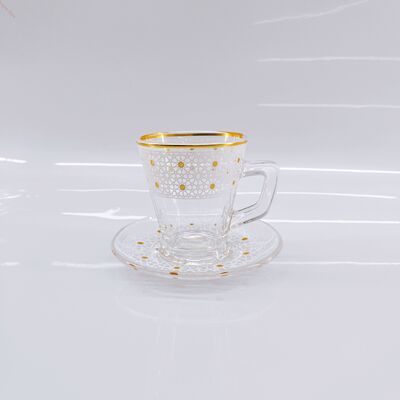 acheter Ensembles de tasses en verre 12 pièces, tasses et soucoupes en cristal sans plomb avec corps transparent et bordure dorée, adaptés aux cafés et restaurants à domicile fabrication en ligne