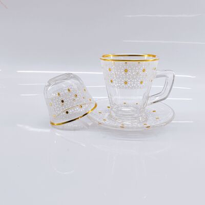 kopen Glazen mokkensets met een collectie van 36 stuks met glad, niet-poreus oppervlak, gemakkelijk met de hand of in de vaatwasser te reinigen, met elegante gouden rand online vervaardiging