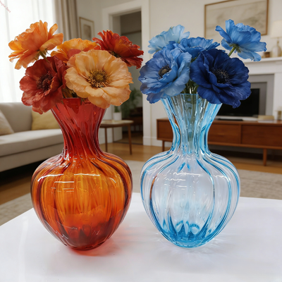 주문 스타일리시한 꽃 디스플레이 및 장식 중심 조각을 위해 75mm 밑 지름의 수작업 납 없는 결정 유리 잔 온라인 제조