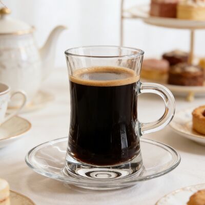 kopen Elegante loodvrije Turkse koffie thee set 12pcs glazen bekers en schotels online vervaardiging