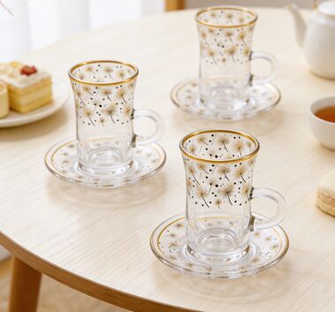 ซื้อ ชุดแก้วกาแฟแก้วพร้อมที่จับตามหลักสรีรศาสตร์ ความจุ 165 มล. ดีไซน์ทรงกลม ที่จับสบายมือ พร้อมจานรอง 6 ใบ การผลิตออนไลน์