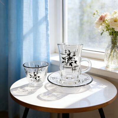 खरीदें 18pcs सेट 110ml क्षमता कांच के चाय के कप गर्मी प्रतिरोध 100°C तक 165g पारदर्शी कांच के चाय के कप हल्के होटल के लिए उपयुक्त ऑनलाइन निर्माण