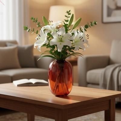 주문 핸드메이드 입으로 불어 만든 유리 꽃병 250mm 높이 맞춤 로고 고급 홈 데코 온라인 제조