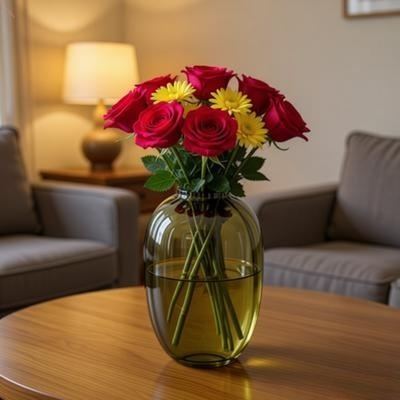 kupować Ręcznie wykonana szklana waza dmuchana ustnie o wysokości 250 mm i ekologicznym designie do dekoracji domu i biura produkcja online