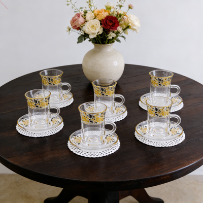 購入 食器洗浄機安全透明茶杯 再利用可能 環境に優しいガラス茶杯 12PCセット 茶の種類や設定に適しています オンライン製造