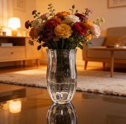 خرید گلدان کریستالی بدون سرب دست ساز با ارتفاع ۲۶۰ میلی متر برای چیدمان گل مدرن تزئینی تولید آنلاین