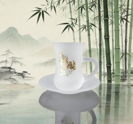 comprar Conjunto de 18 peças de xícaras de chá e café de vidro com efeito fosco e embalagem em caixa colorida Fabricação em linha