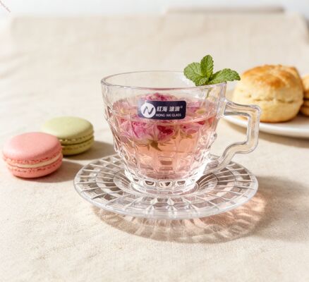 ซื้อ 12PCS Glass Cup Sets Packageรวม 6 165Ml Glass Cups & 6 Saucers เครื่องแก้วที่สมบูรณ์แบบสําหรับบริการเครื่องดื่มร้อนและเย็นในร้านอาหาร การผลิตออนไลน์