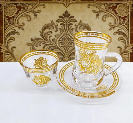 kopen Premium glas met goud Deacl glazen bekers 83 ml volume 18pcs set online vervaardiging