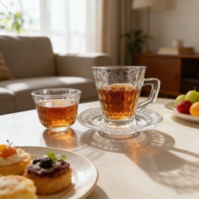 কেনা গ্লাস কাপ সেট ৩৬ পিস সীসা-মুক্ত ক্রিস্টাল কালেকশন কাপ, সসার এবং কাওয়া কাপ সহ আনুষ্ঠানিক অনুষ্ঠান এবং পারিবারিক উদযাপনের জন্য উপযুক্ত অনলাইনে উৎপাদন