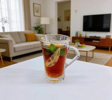 Beli Cangkir Teh Kaca Bunga Emas Bergaya Desain Mesin Buatan Cangkir 6 buah pembuatan online