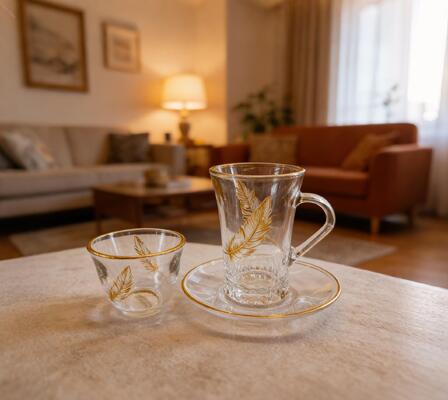 Buy Premium Glass With Gold Deacl Glass Cups 83ml Volume 18PCS Set online manufacture