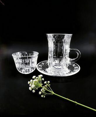 comprar Full Drinkware Afternoon Tea Time Copo de chá de vidro de 18 peças com desenho de estrela em relevo Fabricação em linha