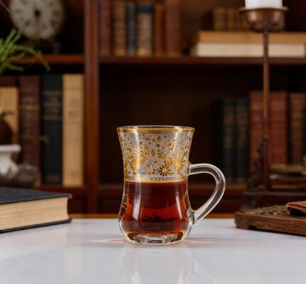 Buy Turkish Gold Tea Cup Set Drinkware Glass Hand-Applied Decals for Gift online manufacture