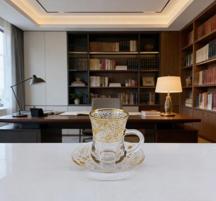 comprare 12 pezzi Tazze decorative in vetro con piattino Collezione di vetreria da 83 ml fabbricazione online