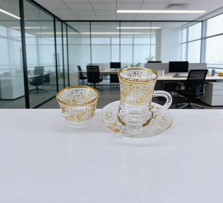 Beli 18pcs Fashion Glass Cup Set Teh dan Kopi Cawa Cup dengan Saucer Luxury Glassware Collection pembuatan online