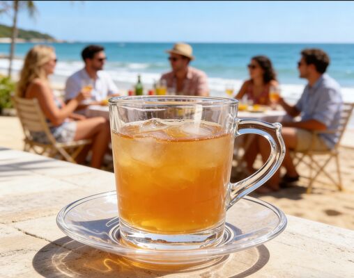 comprar Elegante conjunto de chá de vidro transparente 6 xícaras e 6 pratos, ideal para festas na praia, chá da tarde e entretenimento ao ar livre Fabricação em linha