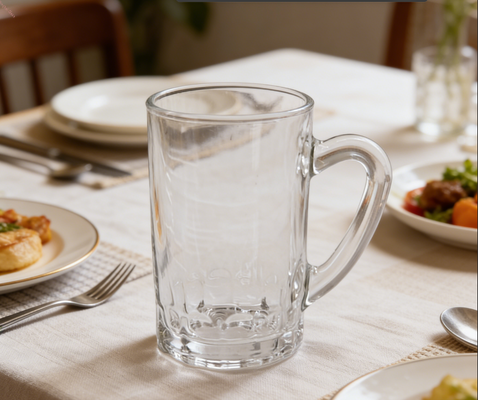 comprar Taças de vidro de cristal compactas de 6 pacotes de 88 ml sem chumbo com alça - Ideal para chá, café e bebidas pequenas Fabricação em linha