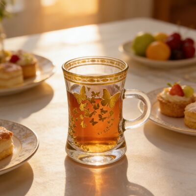 acheter Six tasses de verre décoratives avec verre de qualité alimentaire et bordure en or parfait pour servir du café expresso, des thés fins et des événements sociaux fabrication en ligne