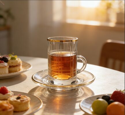 comprar Conjunto de 12 peças de copos de vidro Inclui 6 copos de vidro decorativos e 6 pires Para beber chá, água e café Fabricação em linha