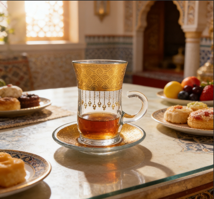 Beli Home / Hadiah Emas Gaya Turki Teh Cup & Saucer Set 12 Piece 125ml pembuatan online