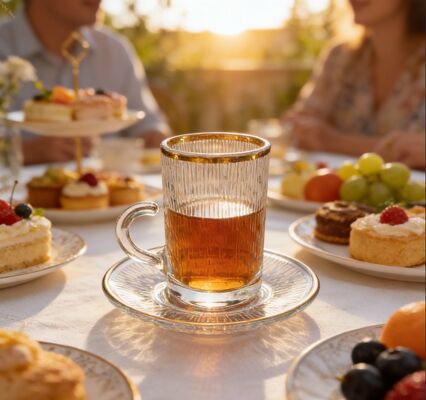 comprare Set di 12 linee di pioggia premium: include 6 tazze in vetro trasparente e 6 piattini abbinati, perfetti per l'uso in famiglia, feste per il tè pomeridiano o riunioni fabbricazione online