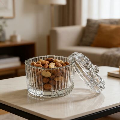 কেনা চমৎকার স্বচ্ছতা এবং স্থায়িত্ব সহ স্বচ্ছ কাঁচের ক্যান্ডি বাটি অনলাইনে উৎপাদন