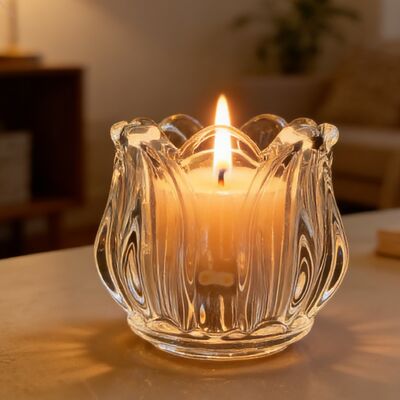 kopen Ronde kleine kristallen kaarsjes, helder glas diner kaarsjes 186g online vervaardiging