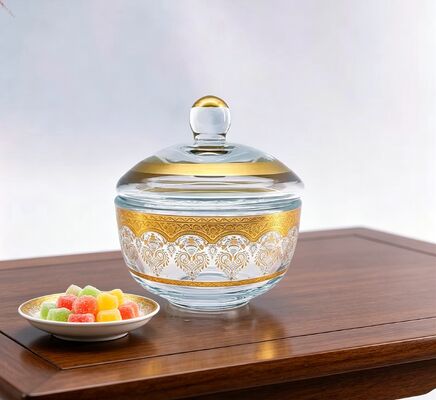 kopen Crystal Clear Glass Candy Dish Ronde vorm 5,5 cm Diepte Opberging Candy Holder online vervaardiging