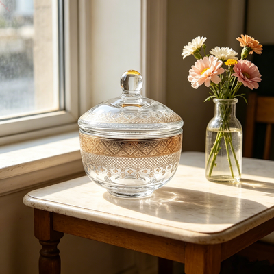 Buy Crystal Glass Handmade Sugar Bowl 230g Weight Modern Sugar Bowls online manufacture