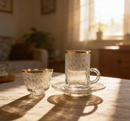 comprare Coppe e piatti di vetro, set di 18 coppe di vetro trasparente. fabbricazione online