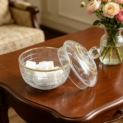 kaufen 250 ml Glaszuckerschale mit Handschnittmuster Online-Herstellung