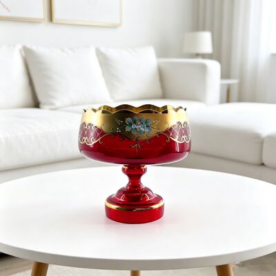 Buy Daily Decorative Glass Fruit Bowls Piled Flower Pattern Smooth Surface online manufacture