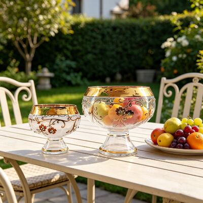 Buy Modern Large Glass Fruit Bowls With Piled Flower Pattern online manufacture
