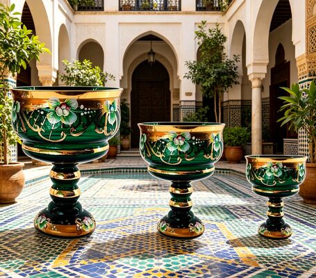 Beli Perlengkapan Meja Kaca Besar Buah Ringan Pola Menangkap Mata Mangkuk Kaca buatan tangan pembuatan online