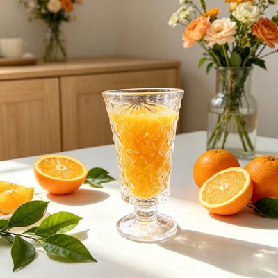 Buy OEM Glass Juice Cups 112mm Height Custom Logo Customization Ideal for Commercial Juice Serving and Hospitality Industry online manufacture