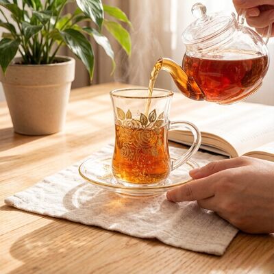 Buy Luxury Glass Tea Cup Sets 6pcs Turkish Cups 6pcs Saucers  Crafted to Enhance Daily Life with Stylish Tea Drinking Experience online manufacture