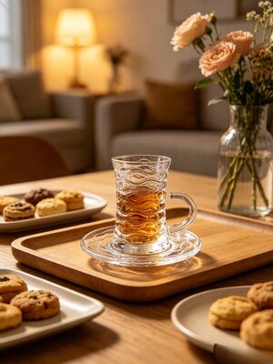 acheter Élégante tasse en verre ensemble 6pcs tasses turques 6pcs soucoupes parfait pour la vie quotidienne offrant une construction durable et un aspect élégant fabrication en ligne