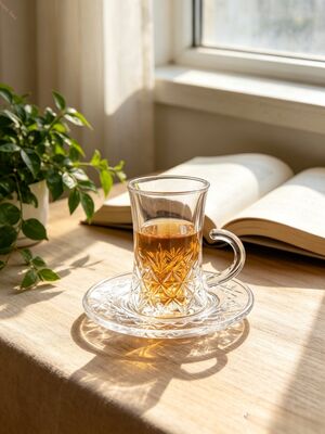 شراء أكواب الشاي الزجاجية 6 أكواب تركية 6 أجزاء من الصحنات الزجاج الشفاف المضغوط بالآلة مناسب لمحلات الشاي المقاهي والمكاتب تصنيع عبر الإنترنت