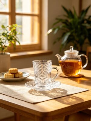 購入 シェブロン パターン 鉛のないガラスの茶杯&トースターセット 6個セット トルコ杯6個セットトースター 100ml容量 オンライン製造