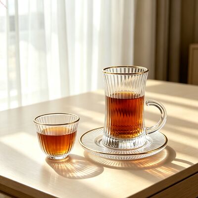 satın al Lüks 36 Parça Cam Çay Fincanı Seti, Altın Kenarlı Modern Cam Çay Fincanı ve Tabağı Seti, Çay Meraklıları, Arkadaşlar ve Aile İçin Çevrimiçi üretim