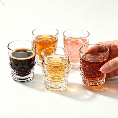 Buy High Quality Fashion 3D Skull Pattern Clear Glass Cups for Whiskey, Coffee, Cocktail & Beverages online manufacture