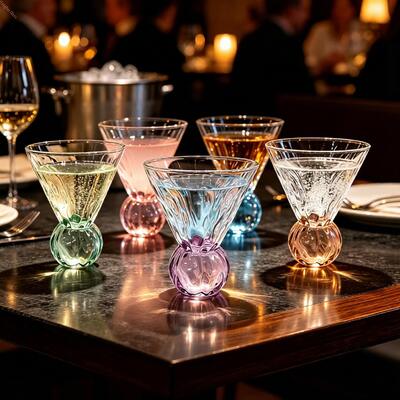 Buy Colorful Fashion Martini Glass Cup Set, Ball Base Crystal Cocktail Glasses, Elegant Stemless Goblet for Bar Party Wedding Home Decor online manufacture